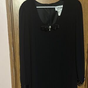 Neiman Marcus Black Long Sleeve Dress with Bow Detail